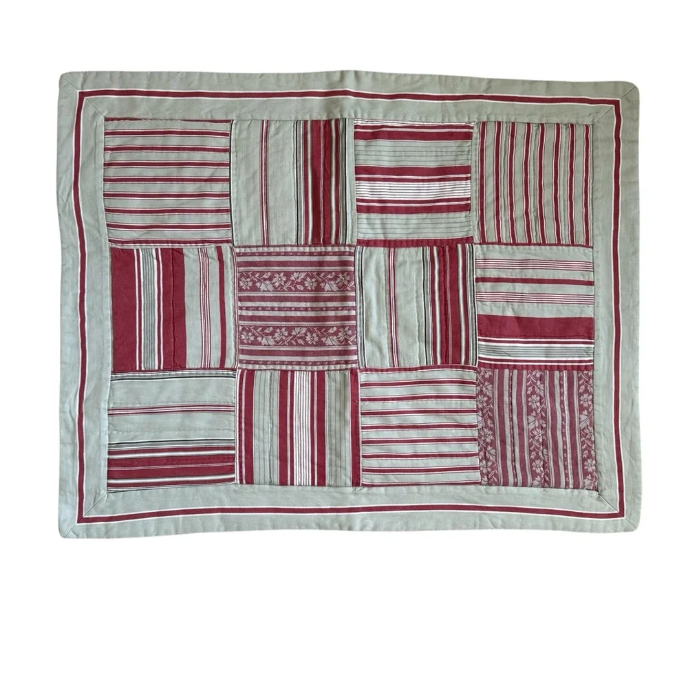 Pottery Barn Vintage Stripe Patchwork Cotton Pillow Shams 4PCS Size 20x26